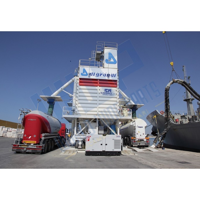 Mobile Harbor terminal for cement storage (170 m³) - unload from ship - load on tank truck