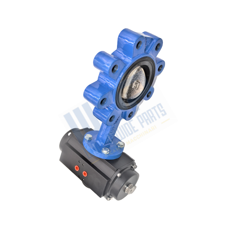 Butterfly valve with pneumatic actuator with soft seal lug type DN 80